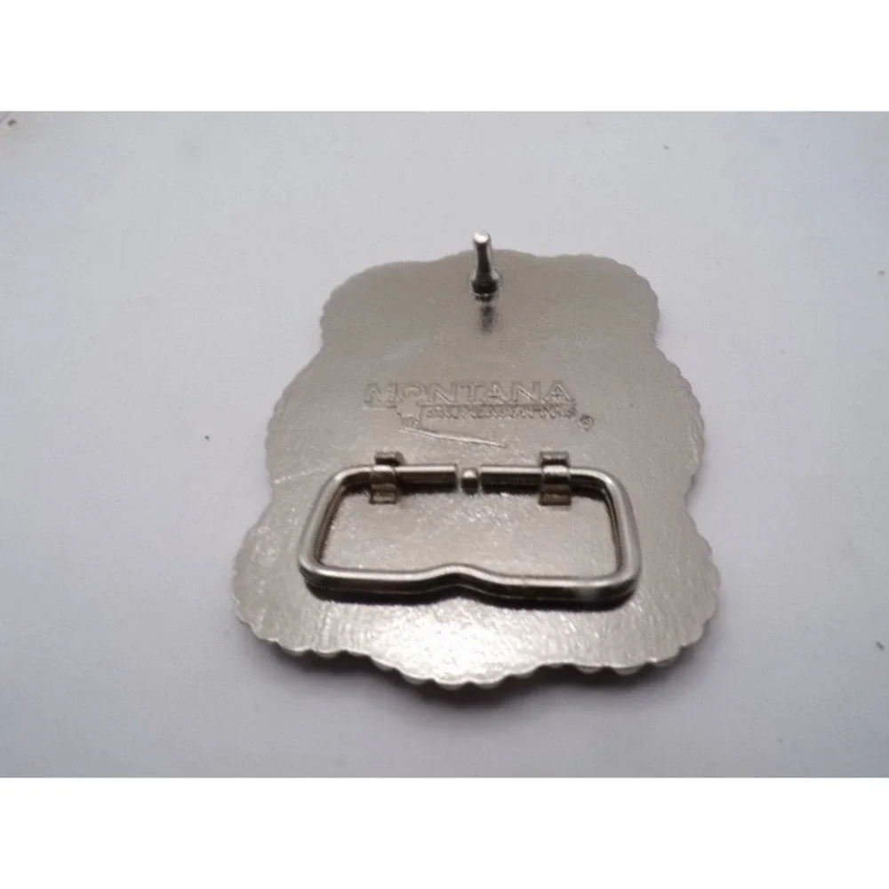 Montana Silversmiths Pendleton Whisky Buckle Let'er Buck Gold Silver Tone Rodeo
